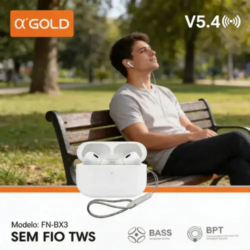 Fone De Ouvido Sem Fio Bluetooth A'gold Fn-bx3 In-ear Branco