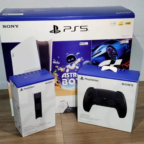 KIT PLAYSTATION 5 1TB MIDIA FISICA +2 JOGOS + 2 CONTROLES + CARREGADOR  TUDO NOVO LACRADO 