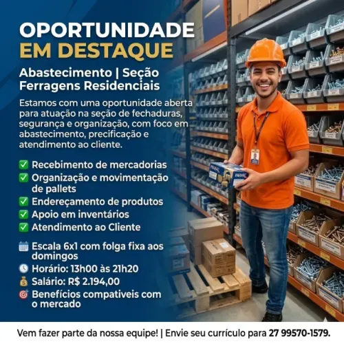Vendedor Material de Construção - Cariacica, ES
