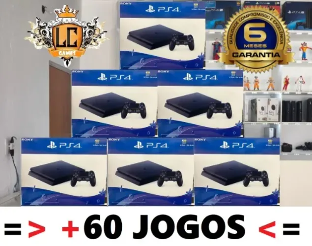 PS4 SLIM 500GB + 60 JOGOS + O6 MESES GARANTIA + BRINDES I LOJA FISICA BH