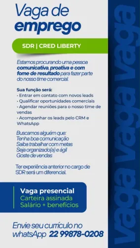 VAGA PARA SDR !