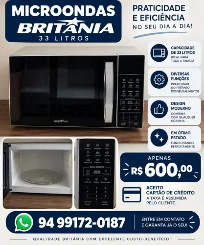 Micro-ondas 33 litros seminovo espelhado