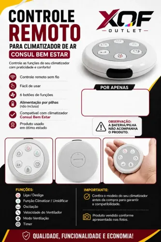 Controle Remoto para Climatizador de Ar Consul Bem Estar