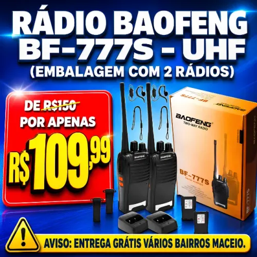 KIT 2 RÁDIOS COMUNICADORES BAOFENG BF-777S UHF + ACESSÓRIOS
