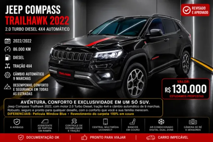 Jeep Compass Trailhawk Td350 2.0 4X4 Die. AUT 2022