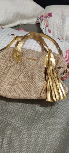 Bolsa de couro e tecido da Constance