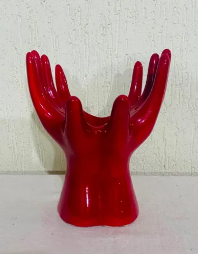 Vaso Decorativo de Cerâmica Formato Mãos Juntas