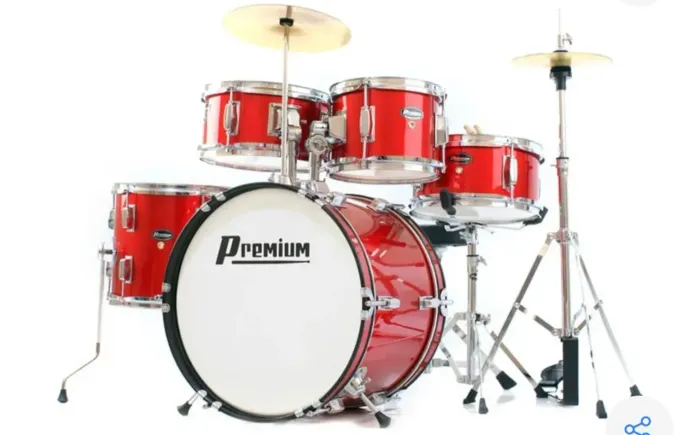 Bateria infantil Júnior Premium vermelha( passo cartão) 
