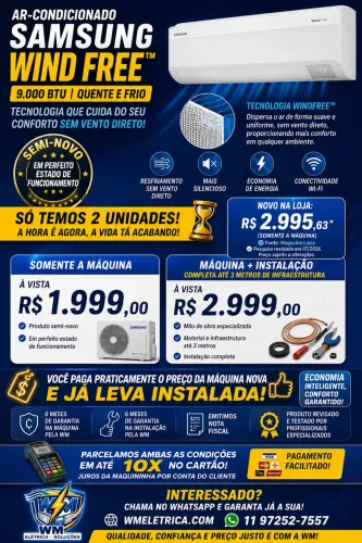 Ar Condicionado Samsung WindFree Inverter 9.000 BTUs Quente e Frio