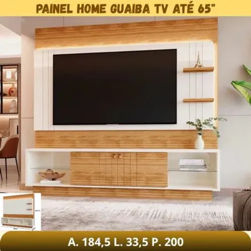 PAINEL HOME GUAIBA PARA TV ATÉ 65" OFF WHITE / AMENDOA