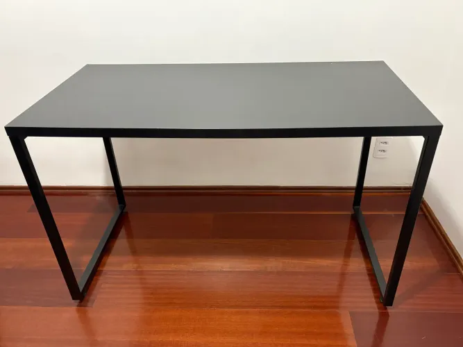 Escrivaninha Mesa Escritório Office Estilo Industrial 120cm Kuadra Compace Preto Onix
