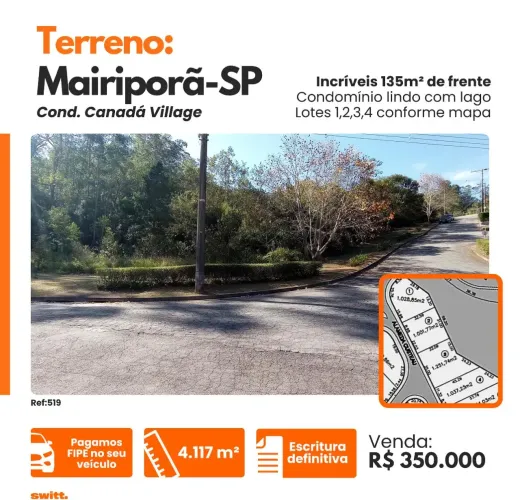 Excelente Oportunidade/1.251 m2 Canada Village R$ 110 mil / Lazer e Fácil Acesso/ Aceita V