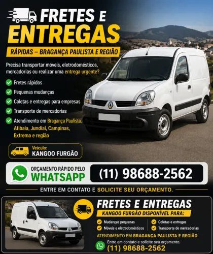 ? FRETES E ENTREGAS RÁPIDAS - BRAGANÇA PAULISTA E REGIÃO