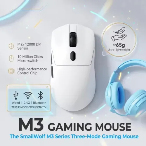 Mouse Gamer Sem Fio Smailwolf M3 Tri Mode Branco (NOVO)