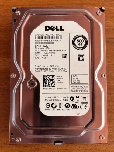 Hd Dell Wd5003abyx-18wera0 500gb 7,2k 3,5 Sata Prateado