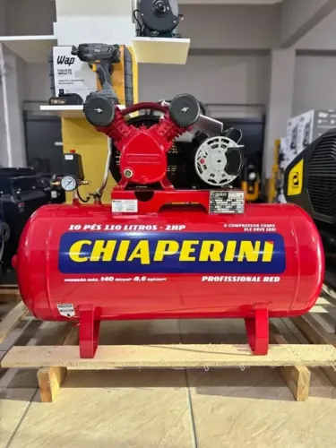 Compressor de Ar 110 litros Motor 2Hp 140 Libras Profissional - Chiaperini (Novo)