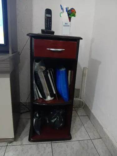 Mesa de telefone cor mogno (vintage)1 gaveta 