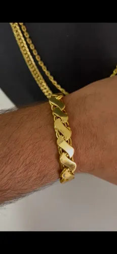  Pulseira Friso S 13mm ? Banhada a Ouro 18K | Alta Durabilidade