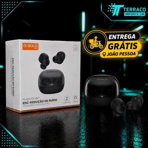FONE BLUETOOTH A?GOLD PRO FN-B47 - COM REDUÇÃO DE RUÍDO