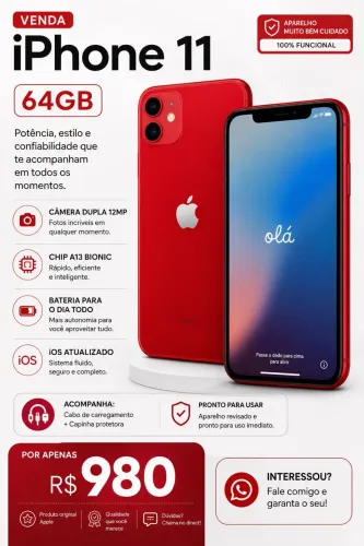 iPhone 11 Red 64gb em perfeito estado
