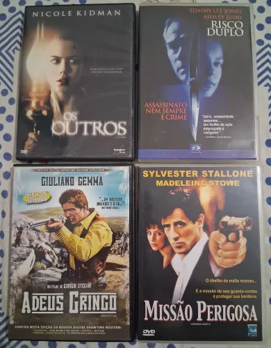 LOTE DVDS FILMES - RISCO DUPLO, OS OUTROS, MISSÃO PERIGOSA E ADEUS GRINGO
