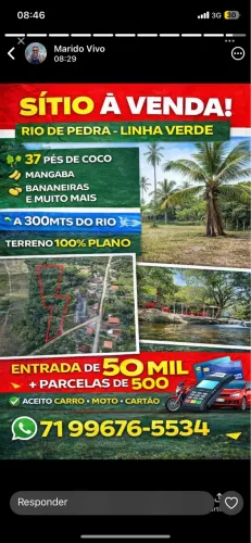 Sítio em Conde (Linha Verde) - Entrada + Parcelas / Aceito Carro