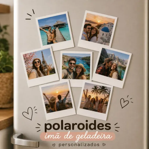 Kit - 7 polaroides imã de geladeira personalizado