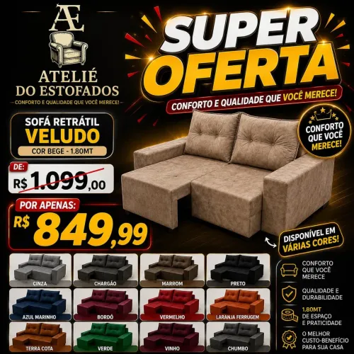 Sofá retrátil 1.80mt