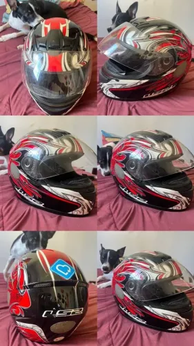 Capacete LS2 Preto/Vermelho - Usado