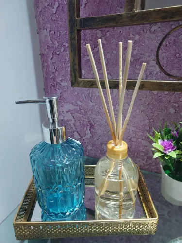 Saboneteira de vidro retrô azul da Home Land 