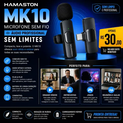Microfone Profissional de Lapela Hamaston Barato