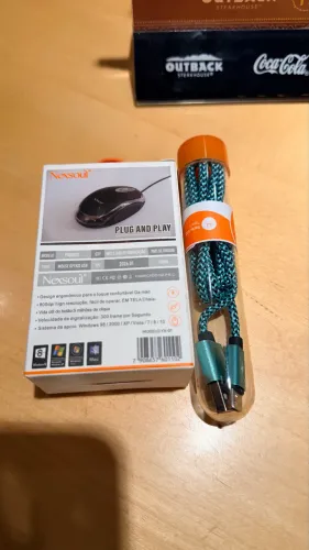 Mouse óptico com cabo USB USB - C Nexsoul