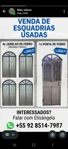 4 janelas e 1 porta de ferro