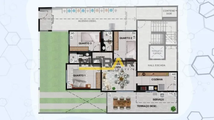APARTAMENTO COM ÁREA PRIVATIVA, 3 QUARTO COM 1 SUÍTE E 1 VAGA DE GARAGEM NO BAIRRO TUPI - 