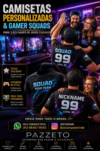 Camisetas para Gamers Profissionais, Equipes ou Entusiastas