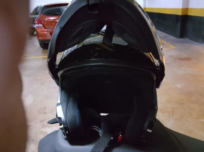 TROCO CAPACETE NORISK FORCE BORN TO RIDE DOURADO E ALARME PÓSITRON DUOBLOCK FX 350