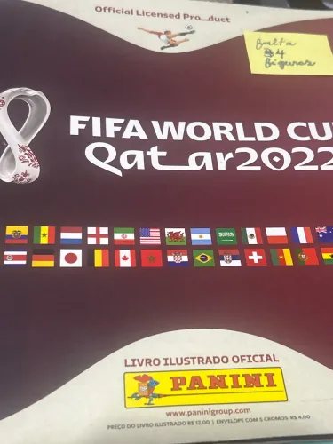Álbum da copa 2022 incompleto falta 34 figurinhas
