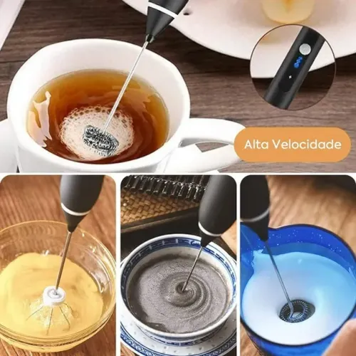 Mixer Elétrico Portátil Recarregável 3 Velocidades 