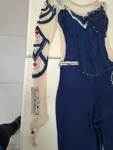 Collant de GR Ginastica Rítmica Azul Marinho Tam Aprox 12