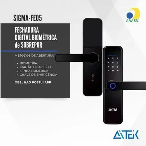 Fechadura digital biométrica de sobrepor