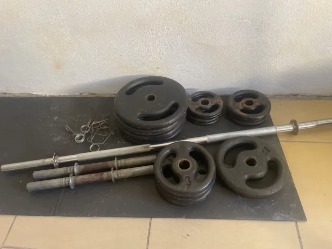 Kit musculação anilhas e barras