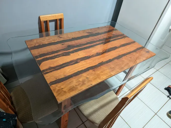 Tampo de vidro retangular para mesa