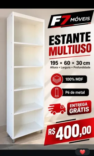ESTANTE MULTIUSO CM PRATELEIRAS MDF NOVO