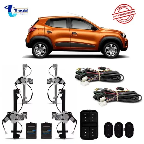 Kit Vidro Elétrico C/ Antiesmagamento Renault Kwid 4 Portas - Completo Alternativo Tragial