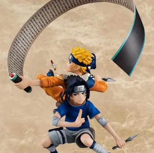 Estátua Decoração Naruto Uzumaki e Sasuke Uchiha Figure Presente Anime - Naruto