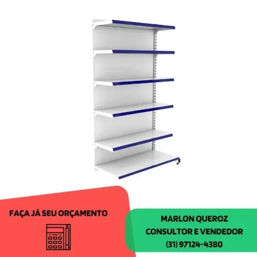 Gondola de Parede 6 bandejas 30x40 Branca Nova