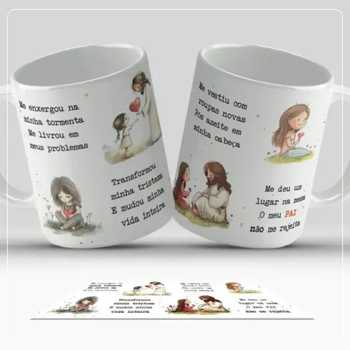 Caneca branca porcelana lindo momento 