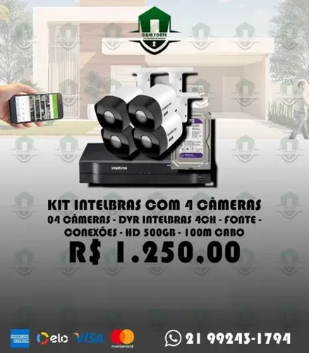 Kit Cftv Completo Intelbras 4 Câmeras
