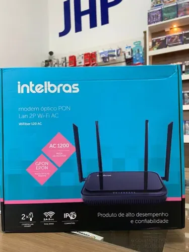 Modem Optico 2p Wifi Ac-Wifiber 120AC Intelbras -  Parcelamento sem juros - Loja Física