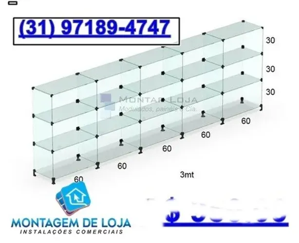 balcao de vidro de Atendimento 3,00 mts